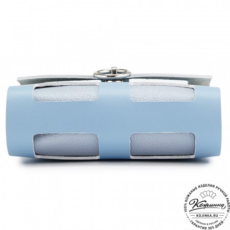 Женская кожаная сумка "Кортни" (голубая) 